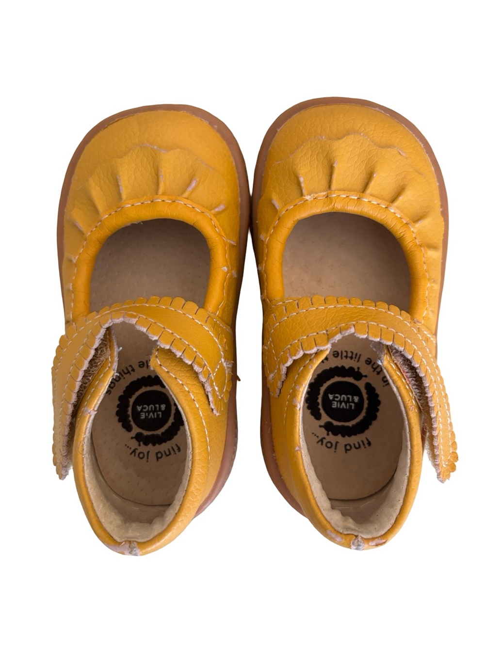 Livie & Luca Leather Mary Jane Shoes Size 4 Infant FALL Yellow Gold - Picture 4 of 11